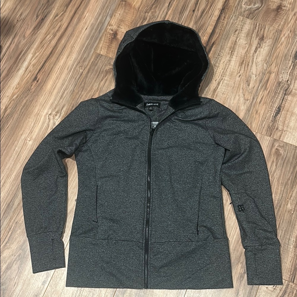 Betabrand Women's Gray Hooded Jacket